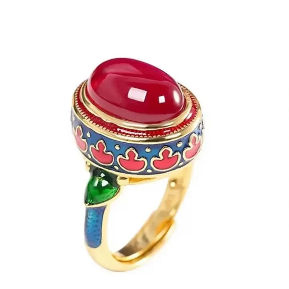 Vintage style Multi colored Enamel Ring - Picture 4 of 5